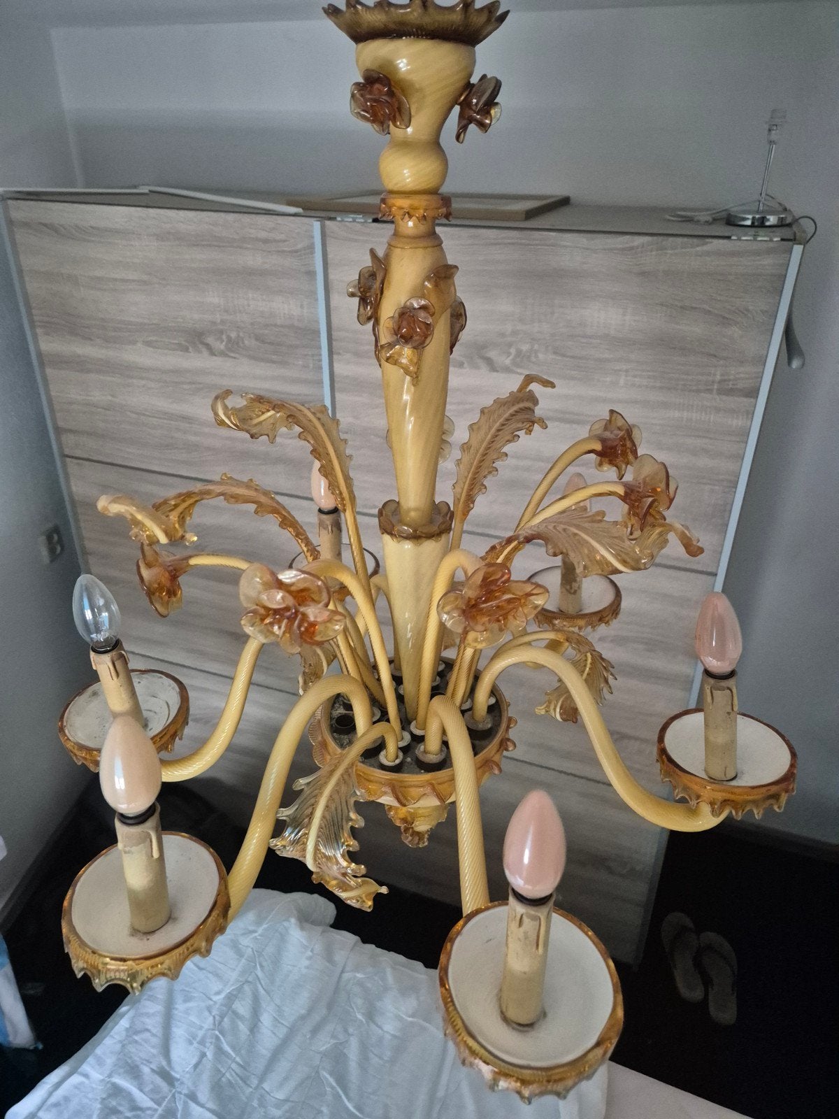Muranoglas antieke kroonluchter, Ophalen