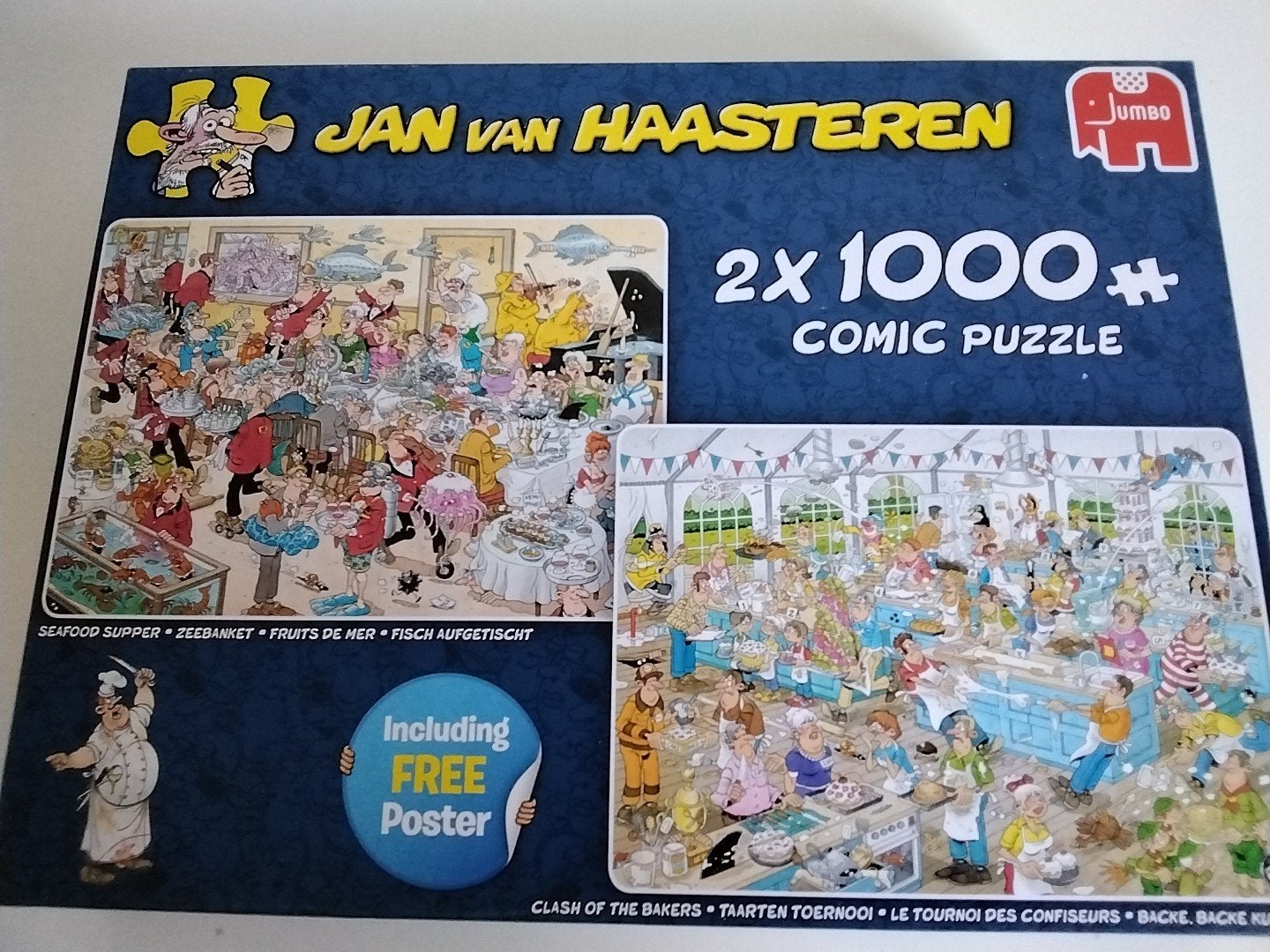 Jan van Haasteren 2x 1000 stukjes Comic Puzzel, Ophalen of Verzenden, Meer dan 50 stukjes, Gebruikt