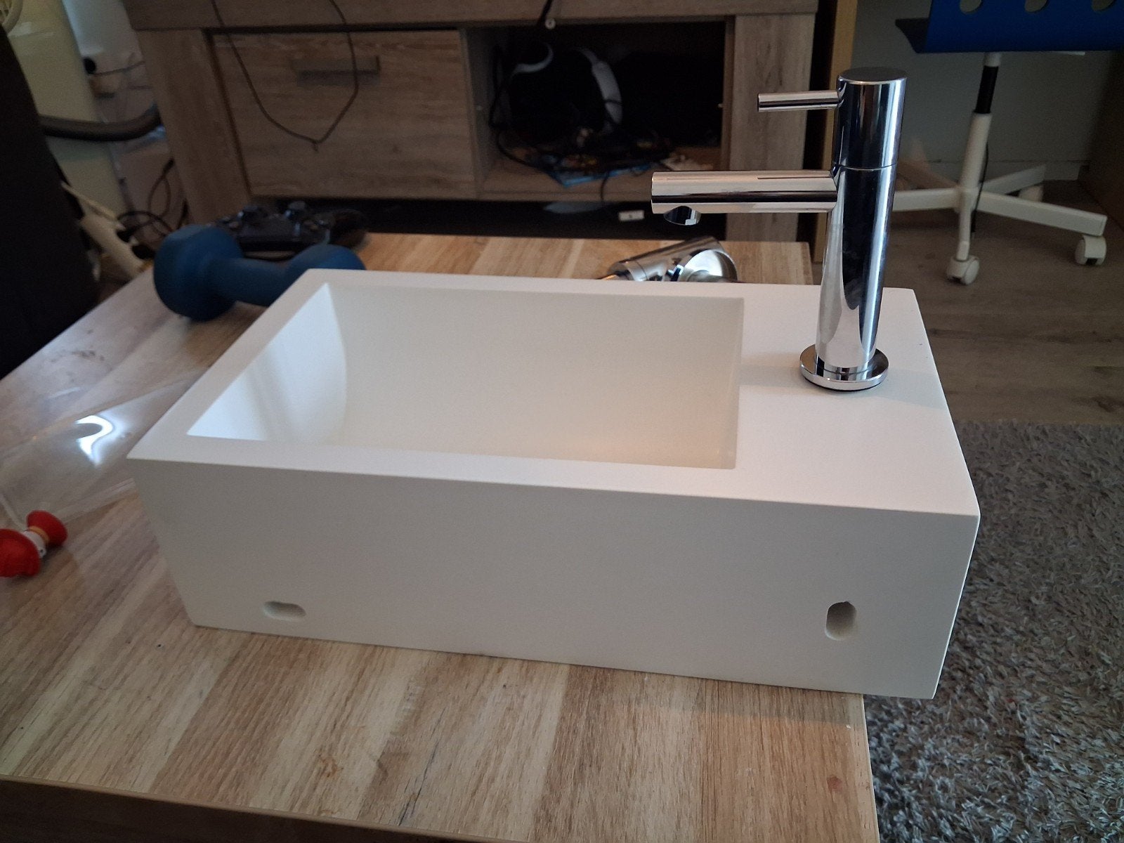 Wasbak 22x40 composiet met kraan en afvoer, Ophalen of Verzenden, Zo goed als nieuw, Wastafel