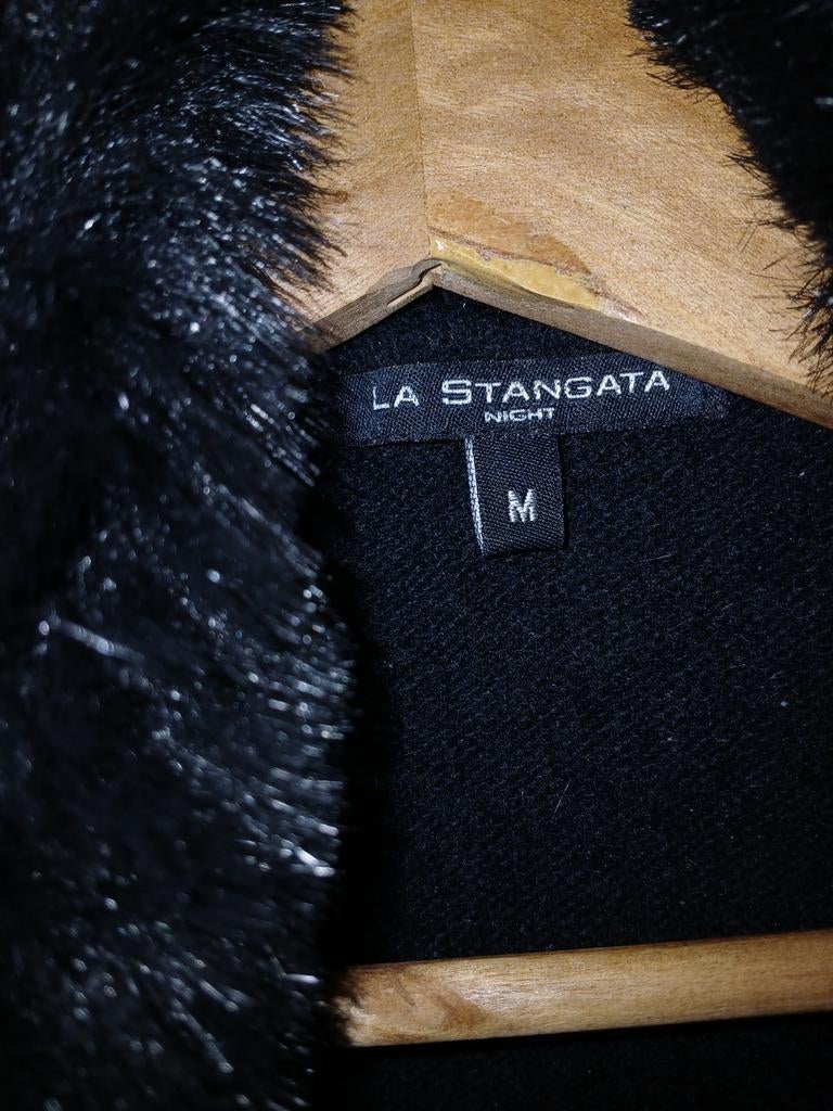 Zwart vest met bontkraag - La Stangata, Maat 38/40 (M), Zwart, La Stangata, Ophalen of Verzenden