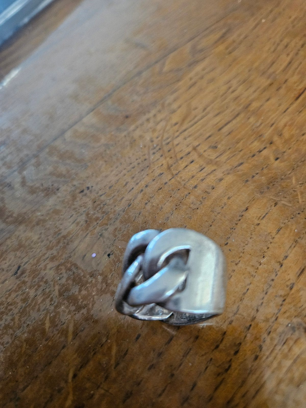 Zilveren ring met schakeldesign, 18 tot 19, Gebruikt, Ophalen of Verzenden, Dame of Heer