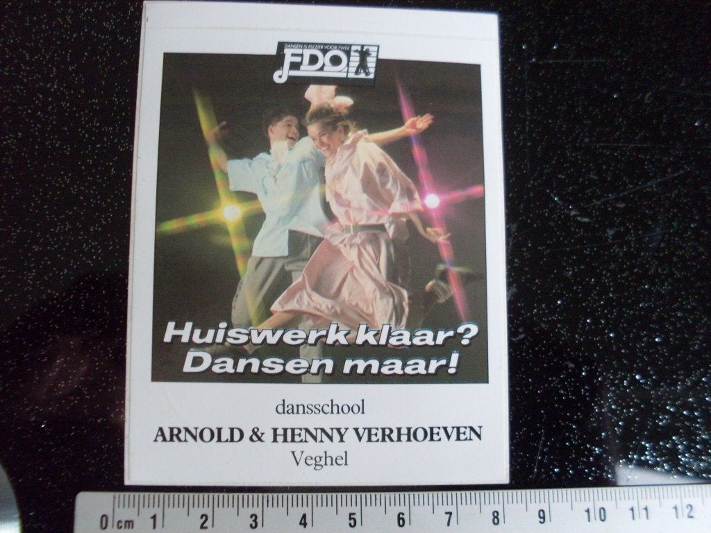 sticker dansschool Arnold & Henny Verhoeven veghel logo, Verzamelen, Verzenden, Zo goed als nieuw, Bedrijf of Vereniging