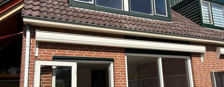 Zonnescherm 5m breed, Ophalen, Gebruikt, 450 cm of meer, Elektrisch