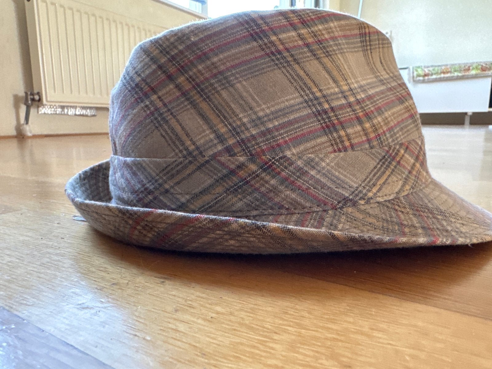 Stetson Hoed - Beige geruit, maat 56 cm, Ophalen, Zo goed als nieuw, 58 cm (L, 7¼ inch) of meer, Hoed