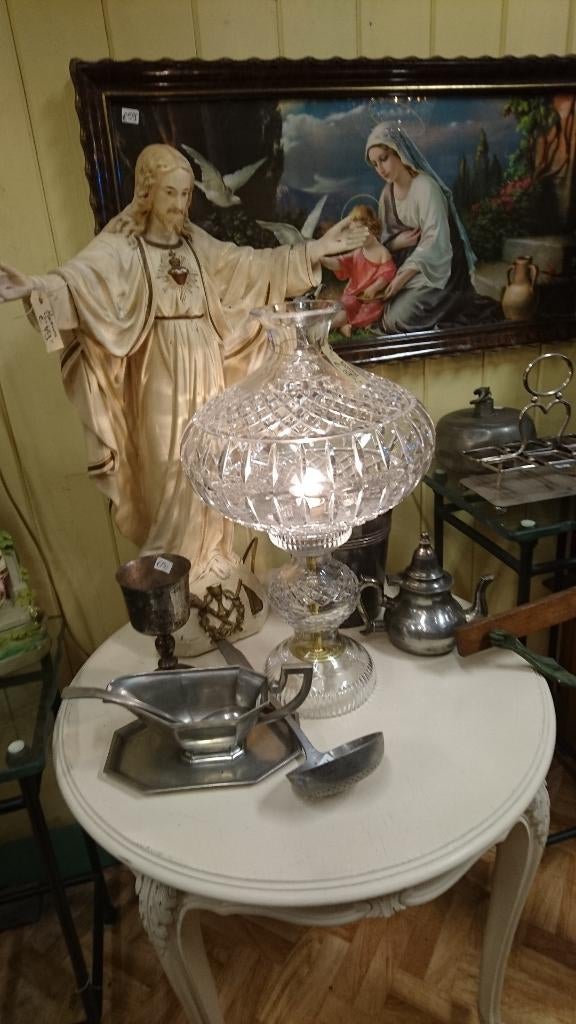 Antieke kristallen tafellamp staande lamp prachtig geslepen, Ophalen