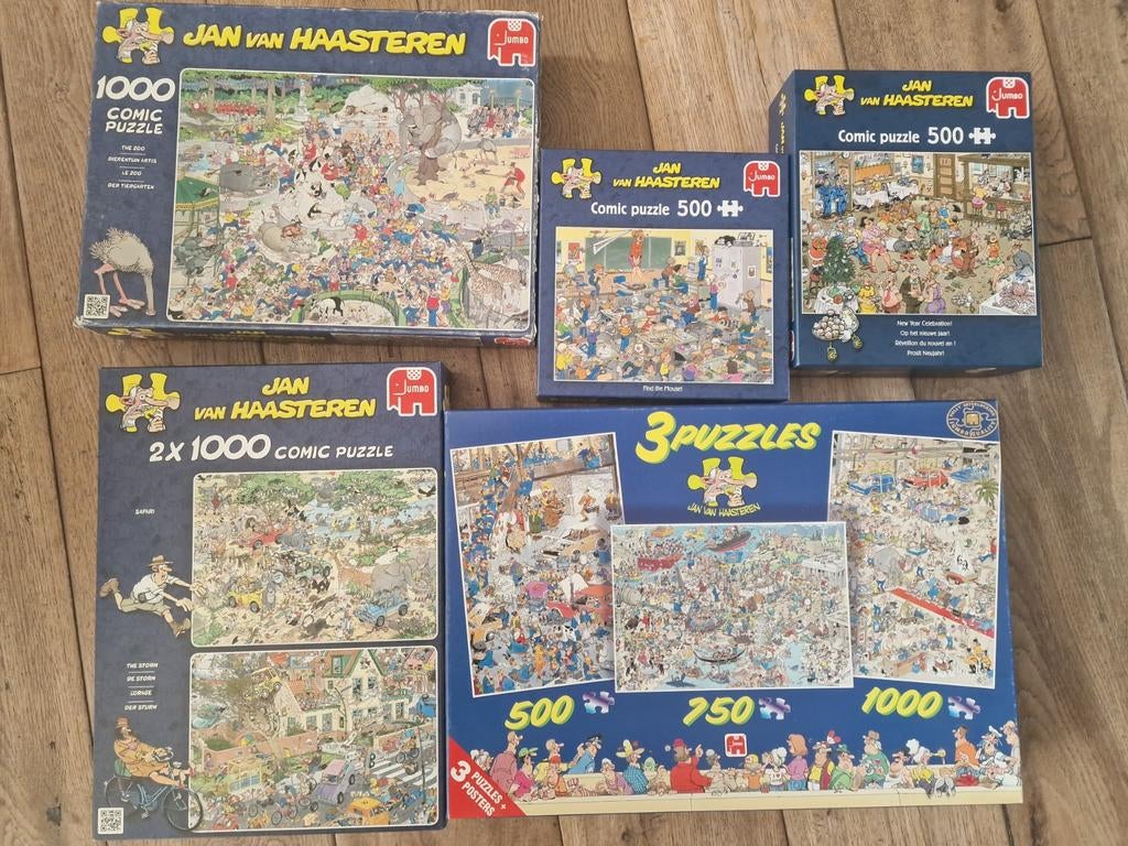 Jan van Haasteren Puzzels 8x, Ophalen of Verzenden, 500 t/m 1500 stukjes, Zo goed als nieuw