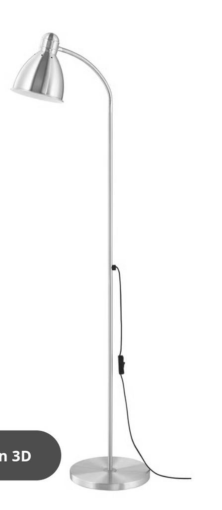 Moderne zilverkleurige vloerlamp met flexibele arm, Ophalen, Gebruikt, Metaal, 100 tot 150 cm