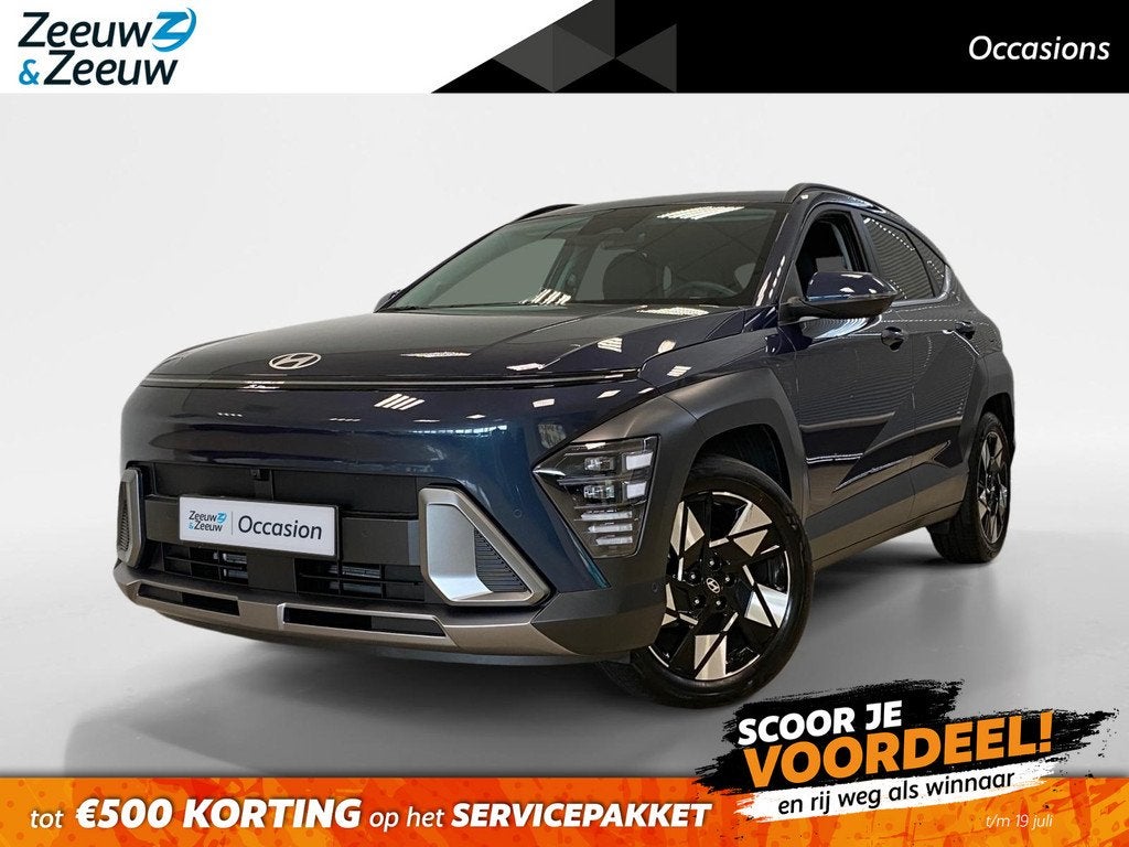 Hyundai Kona 1.6 HYBRID | PREMIUM | LEDER | NL-AUTO |, Auto's, Hyundai, 137 pk, Gebruikt, Euro 6, Blauw