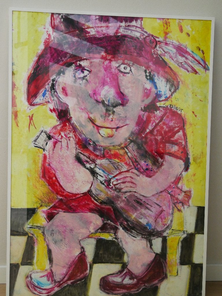 schilderij gitarist, Ophalen