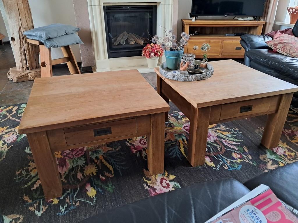 2 teak houten salontafels, Huis en Inrichting, Ophalen