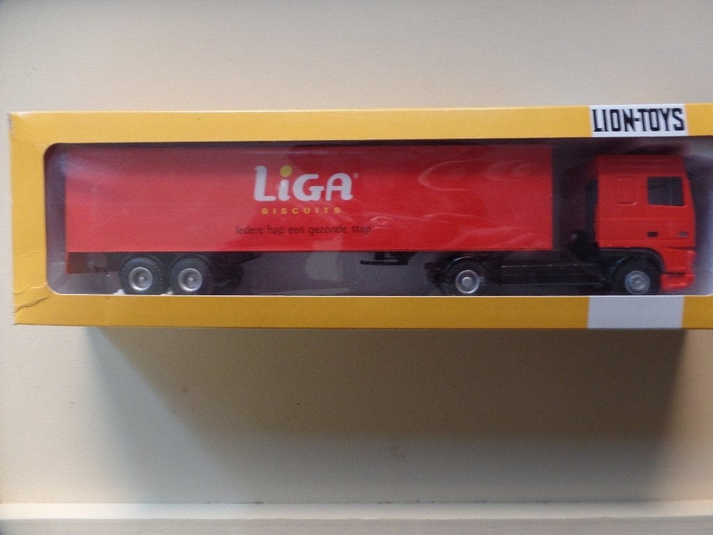 DAF  trekker oplegger Liga Lion Toys, Hobby en Vrije tijd, Verzenden, Zo goed als nieuw, Bus of Vrachtwagen, Lion Toys