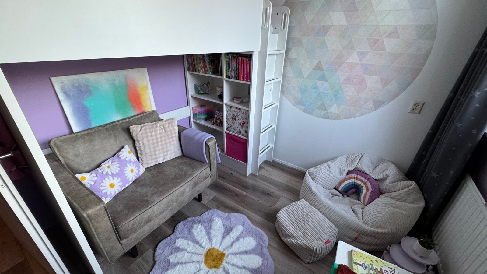 IKEA STUVA Hoogslaper, wit, mét bureau & lattenbodem, Ophalen, Gebruikt, Eenpersoons, 200 cm
