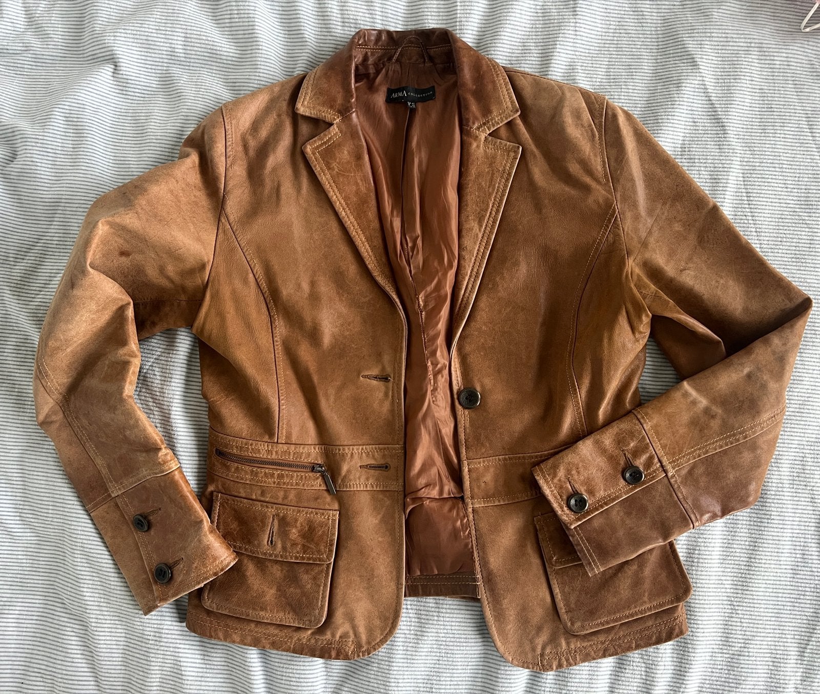 Arma Collection Leren Colbert Maat 40 Cognac, Kleding | Dames, Maat 38/40 (M), Bruin, Ophalen of Verzenden, Jasje