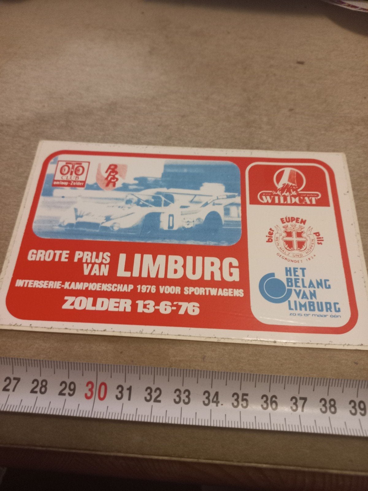 Grote Prijs van Limburg 1976 Sportwagen Sticker, Ophalen of Verzenden, Gebruikt