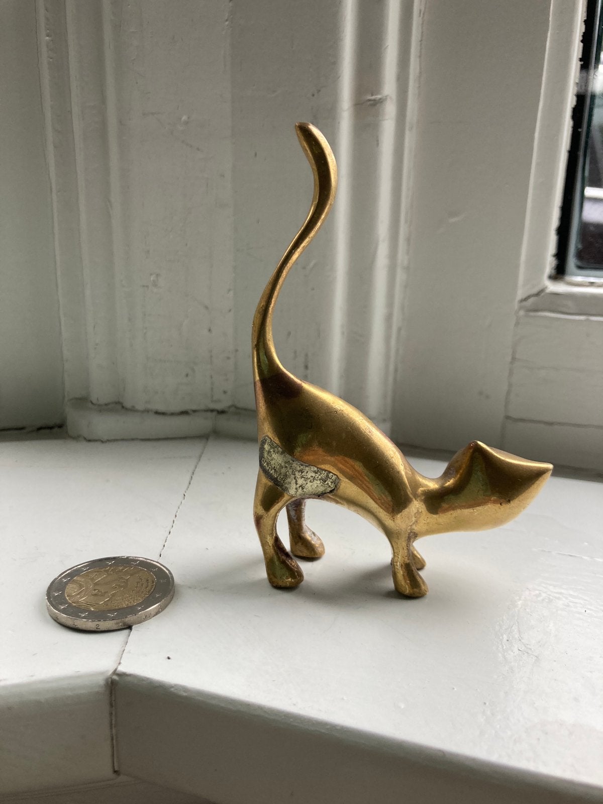 Messing poes kat beeldje, Antiek en Kunst, Ophalen of Verzenden