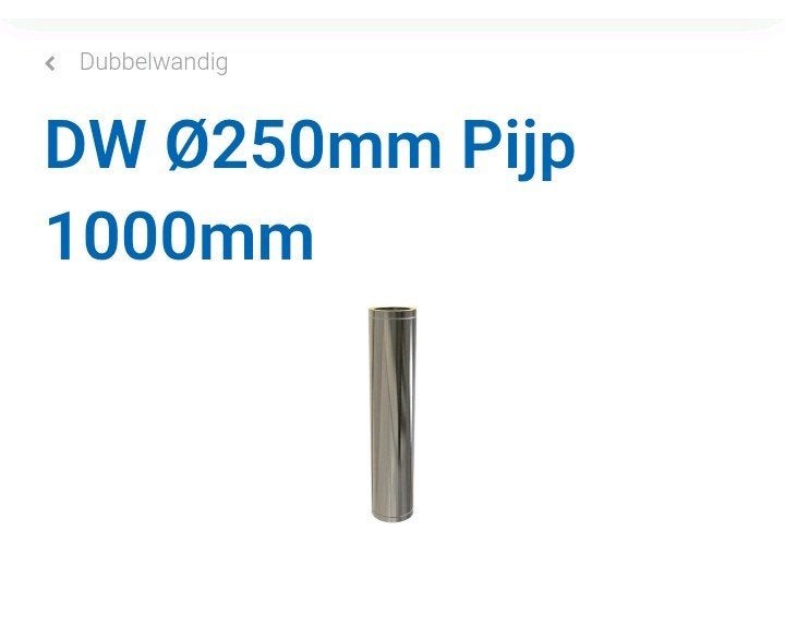 Dubbelwandige RVS Pijp Ø250mm 1000mm Rookgasafvoer Nieuw, Ophalen