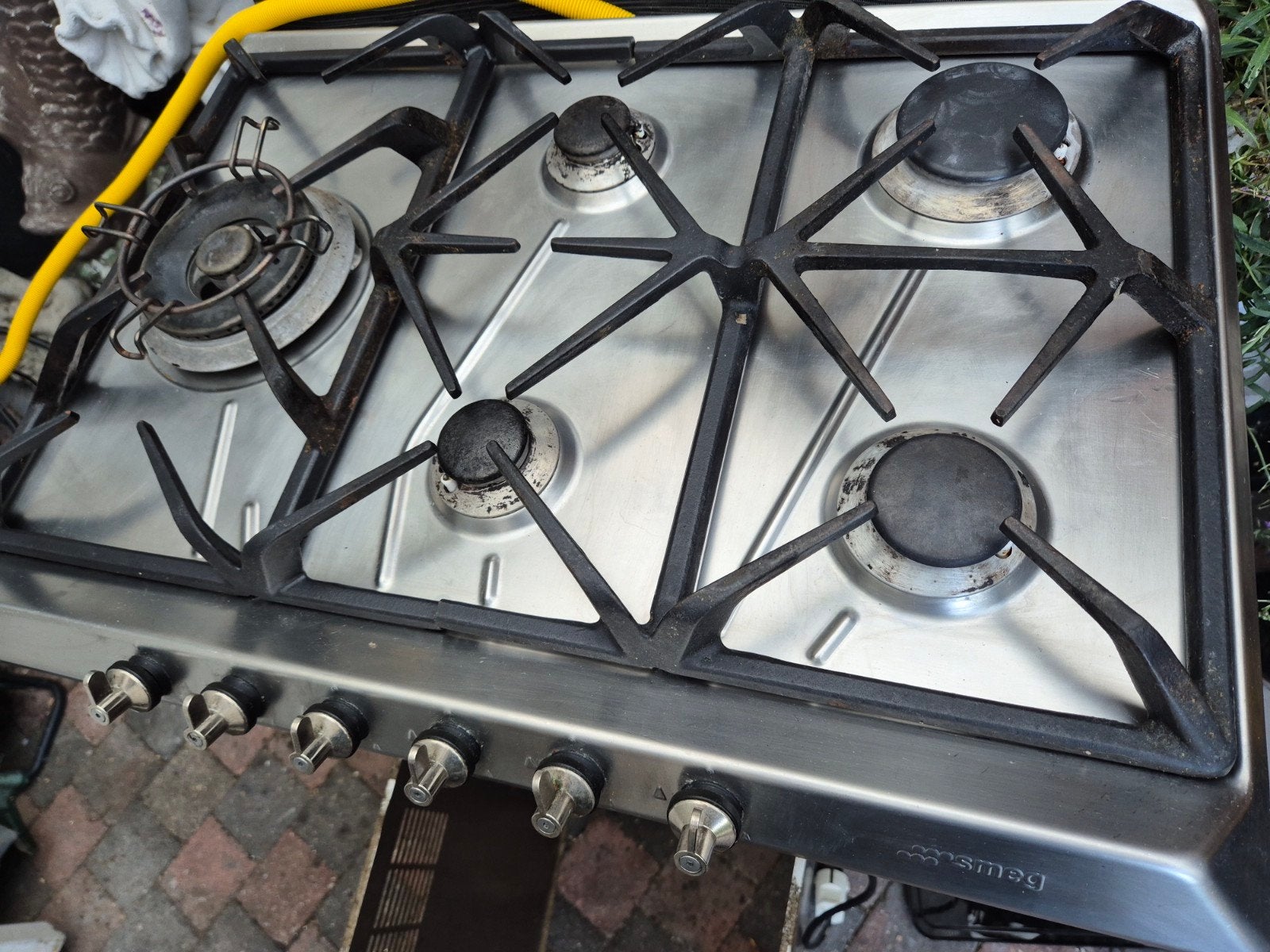 inbouw Smeg KSE90X2 Gasfornuis - 5 Pitten - RVS, Ophalen, Gebruikt, 60 cm of meer, Gas