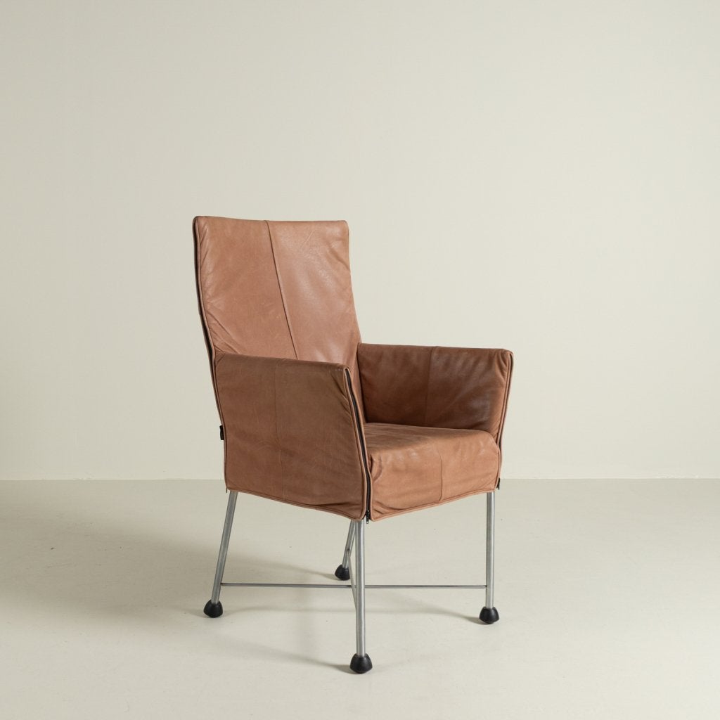 Montis Chaplin Stoel Camel Leer - Aluminium (Op Doppen)
