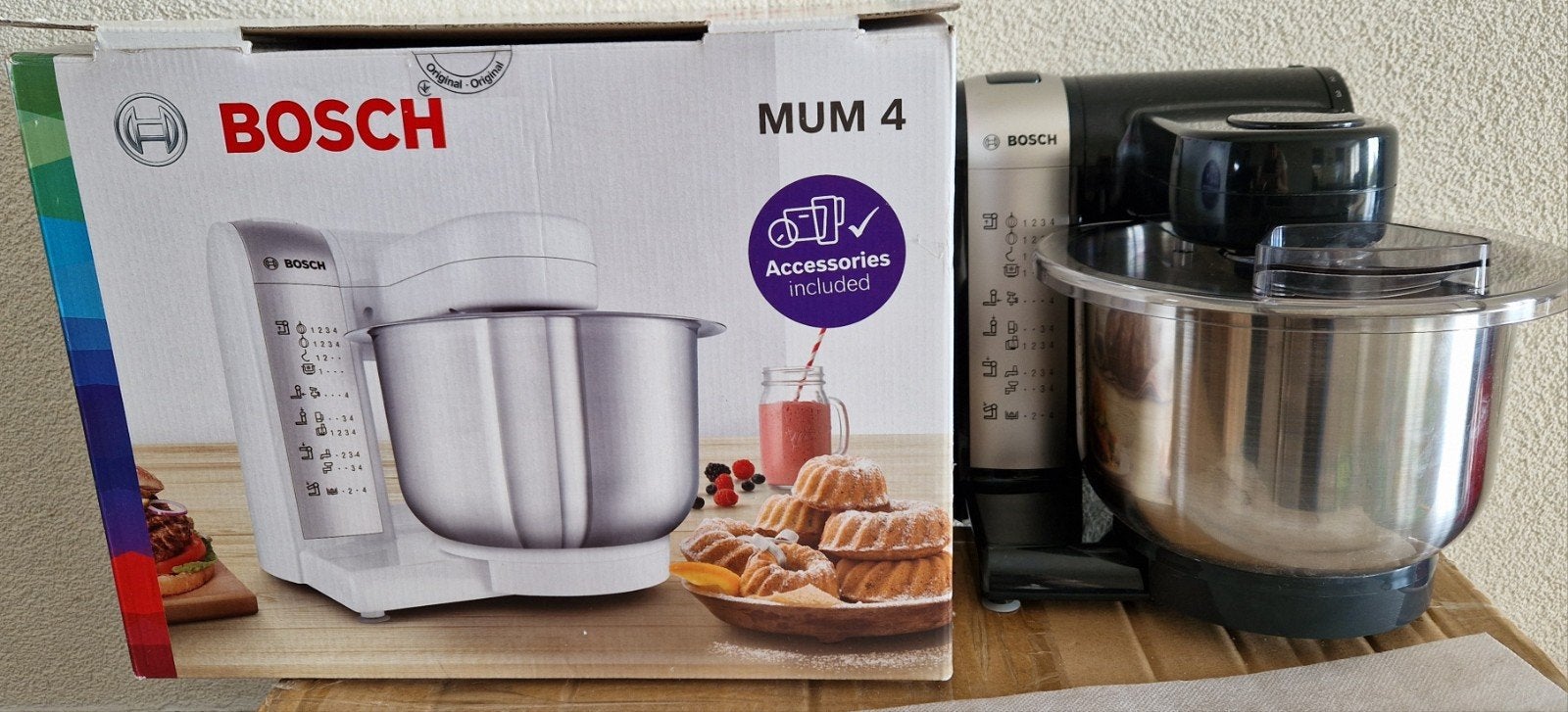 Bosch Mum4 keukenmachine, 4 liter of meer, Ophalen of Verzenden, Zo goed als nieuw, 3 snelheden of meer