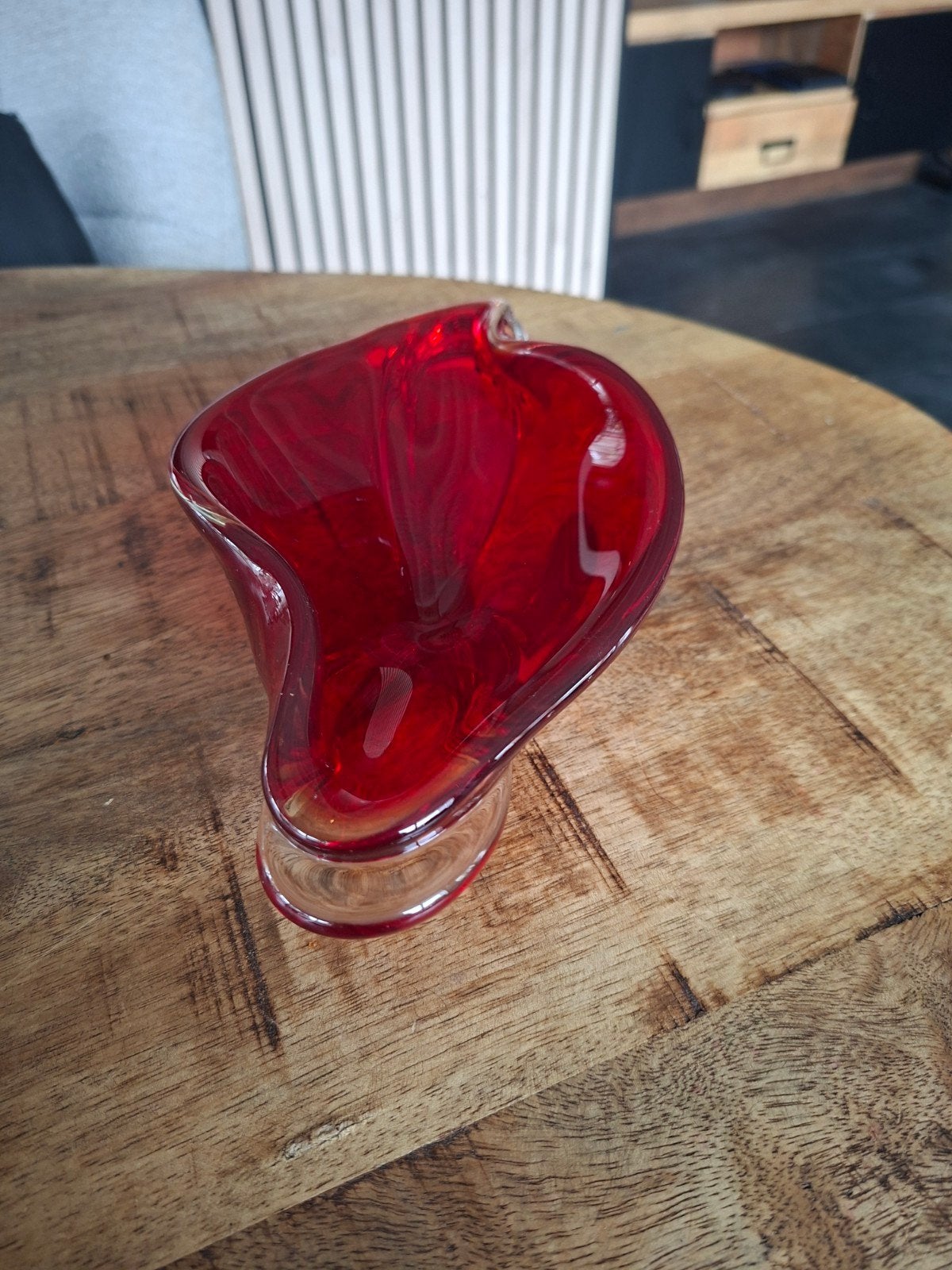 Murano Venetiaans Kristal Glas Schaal Rood, Ophalen of Verzenden
