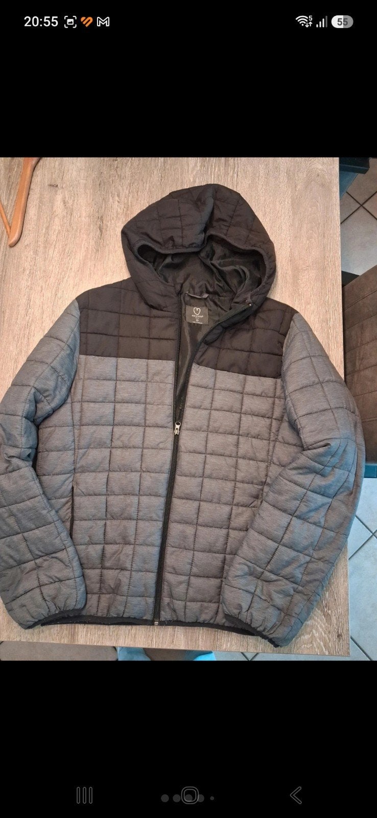 Primark gewatteerde jas met capuchon - Maat L, Maat 52/54 (L), Ophalen of Verzenden, Grijs, Gedragen