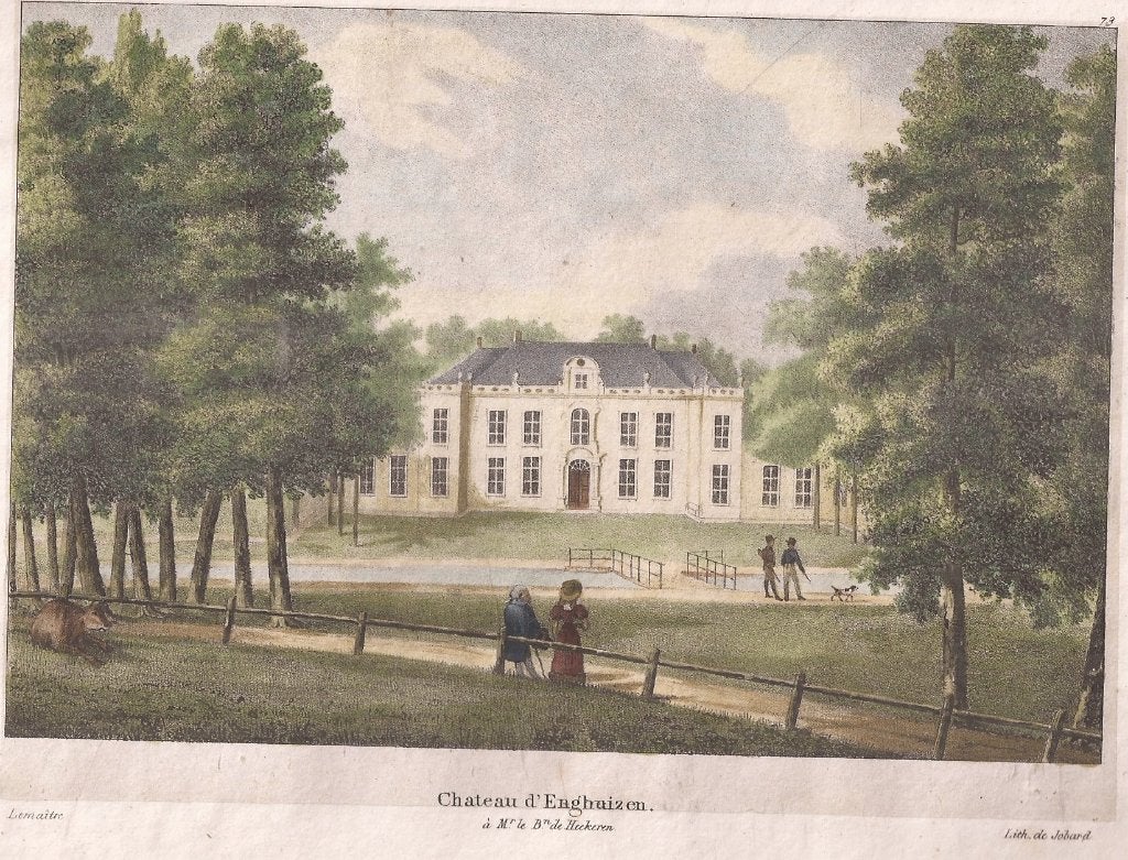 Hummelo Chateau d' Enghuizen Ingekleurde Litho Jobard c1825, Stadsgezicht, Ophalen of Verzenden, Blanco verso, 16 cm