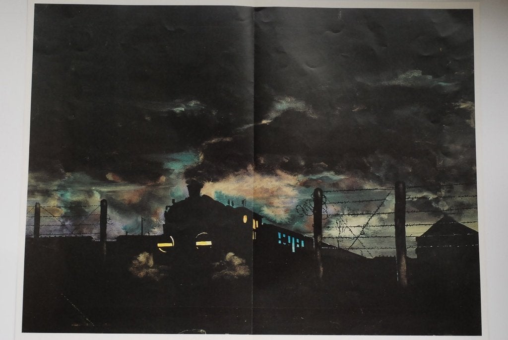 Poster Westerbork-trein + Blue Band Nieuws | herdruk WOII, Zo goed als nieuw, Verzenden, Amsterdam, Nederland
