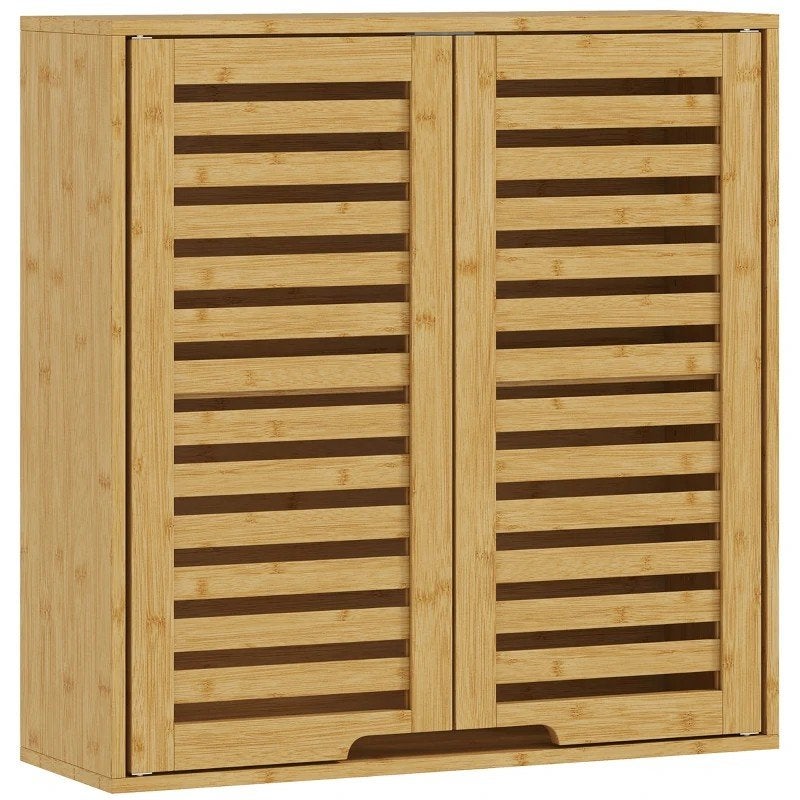 Bamboe Badkamerkast Wandkast met Jaloeziedeur, (Half)hoge kast, Nieuw, Minder dan 25 cm, Minder dan 100 cm
