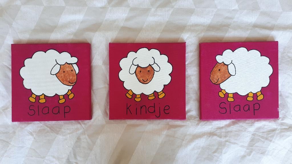 Canvas kinderschilderij slaap-kindje-slaap, Ophalen, Zo goed als nieuw, Wanddecoratie