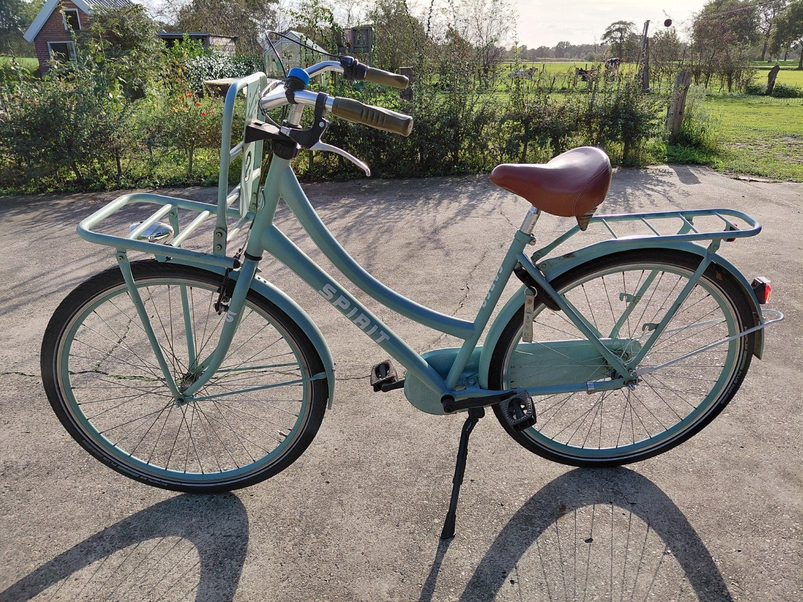 meisjes fiets. Merk Cargo Spirit. Kleur licht blauw/mint., Ophalen, Terugtraprem, Gebruikt, 56 cm of meer