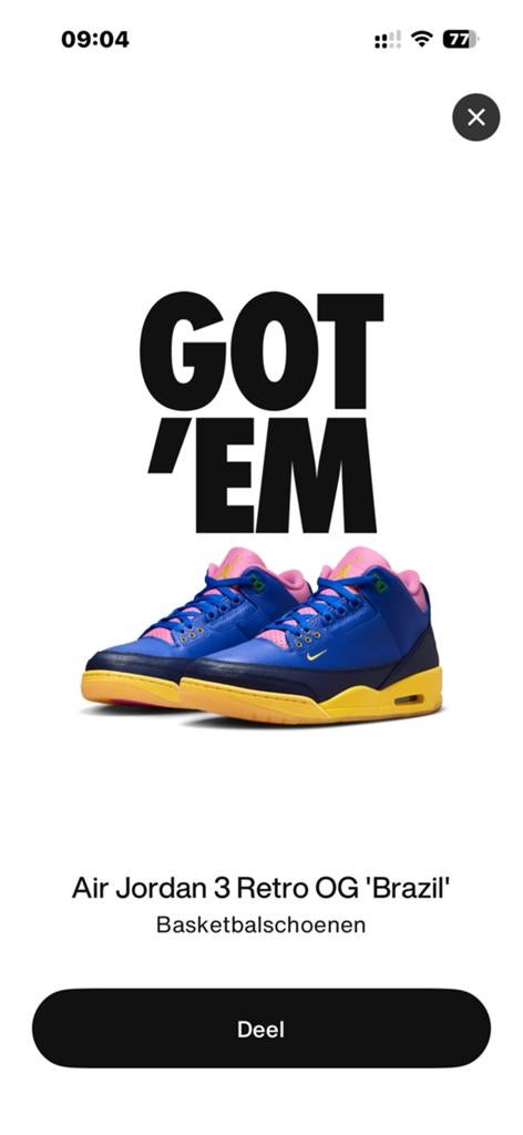 Nike Air Jordan 3 Retro OG 'Brazil' - Maat 45, Ophalen, Nieuw, Blauw, Sneakers of Gympen