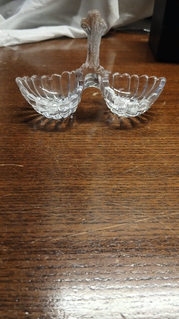 Uniek bladvormig dubbel mangaan glas bakje., Verzamelen, Glas en Borrelglaasjes, Ophalen of Verzenden, Zo goed als nieuw, Borrel- of Shotglas