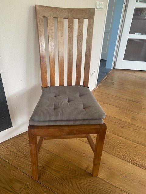 6 Stevige Teak Stoelen met Kussens, Ophalen, Gebruikt, Bruin, Modern