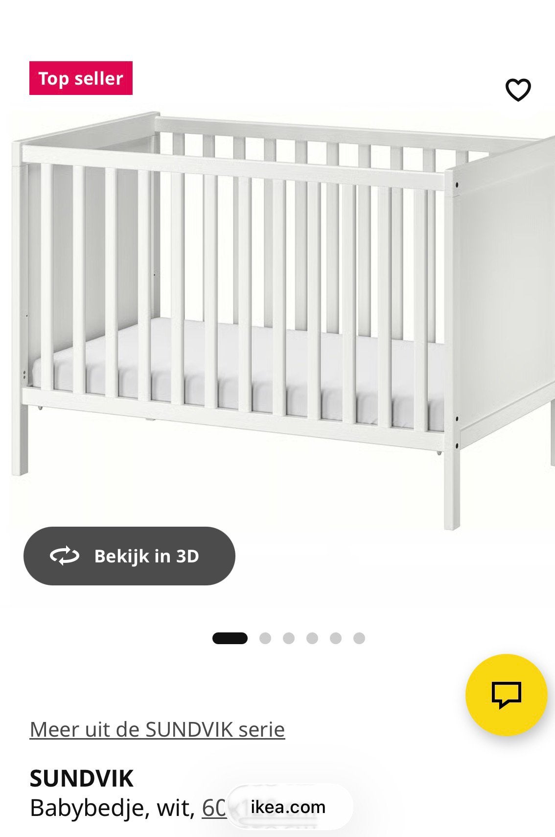 Ledikantje IKEA, Kinderen en Baby's, Ophalen, Gebruikt, Ledikant