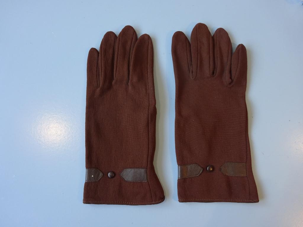 Handschoenen zijde suède leeraccenten smal, Ophalen, Zo goed als nieuw, Maat 36 (S), Handschoenen