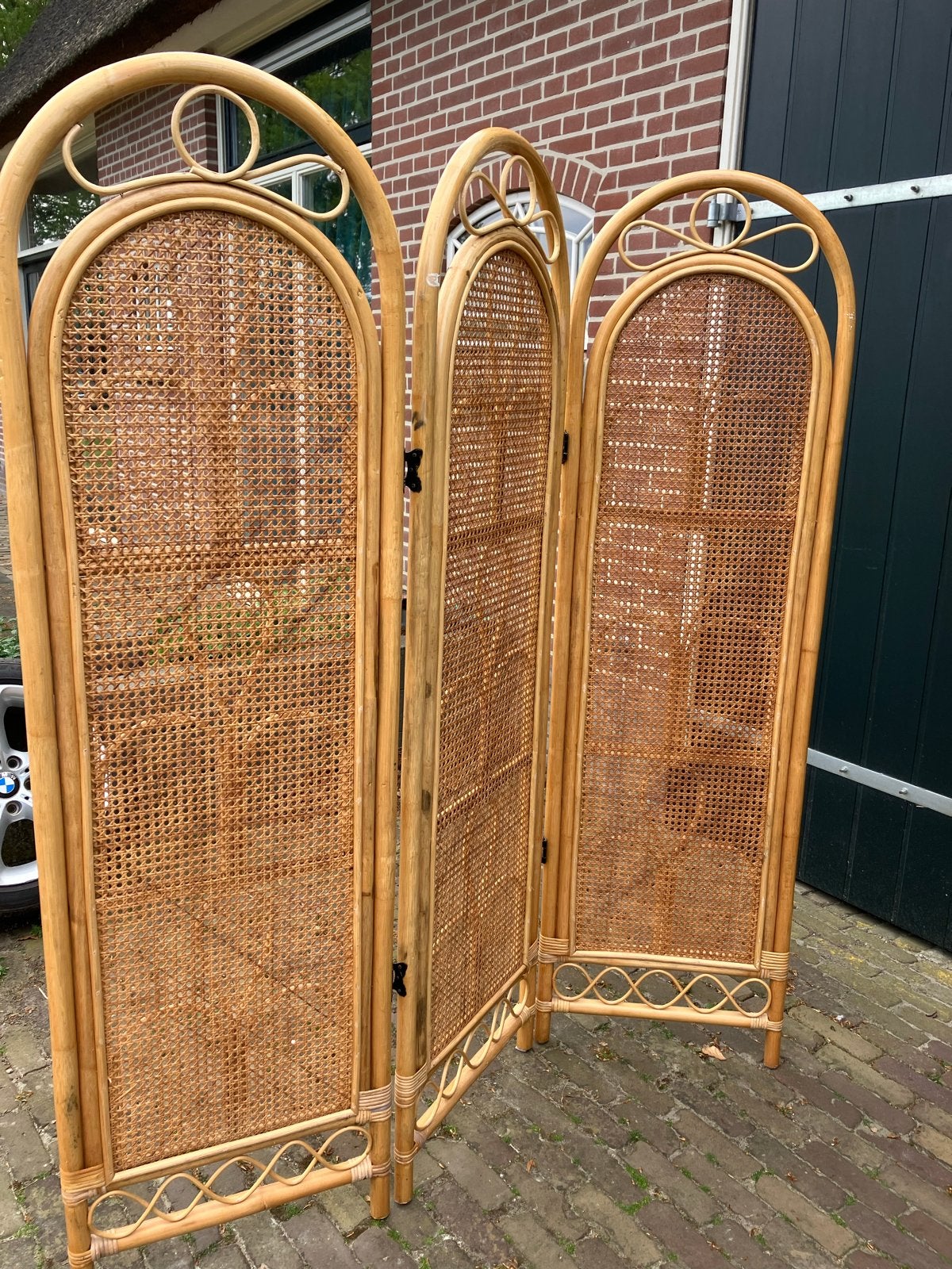 Vintage Bamboe Kamerscherm - Rotan Roomdivider, Huis en Inrichting, Ophalen, Gebruikt