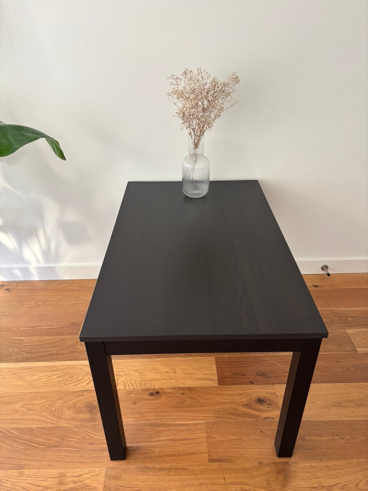 Eettafel uitschuifbaar zwart, Ophalen, 50 tot 100 cm, Zo goed als nieuw, 150 tot 200 cm