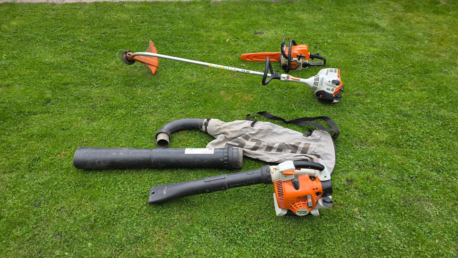 Sthil Trimmer FS50, bladblazer SH86 en kettingzaag MS170, Tuin en Terras, Ophalen, Gebruikt, Benzine