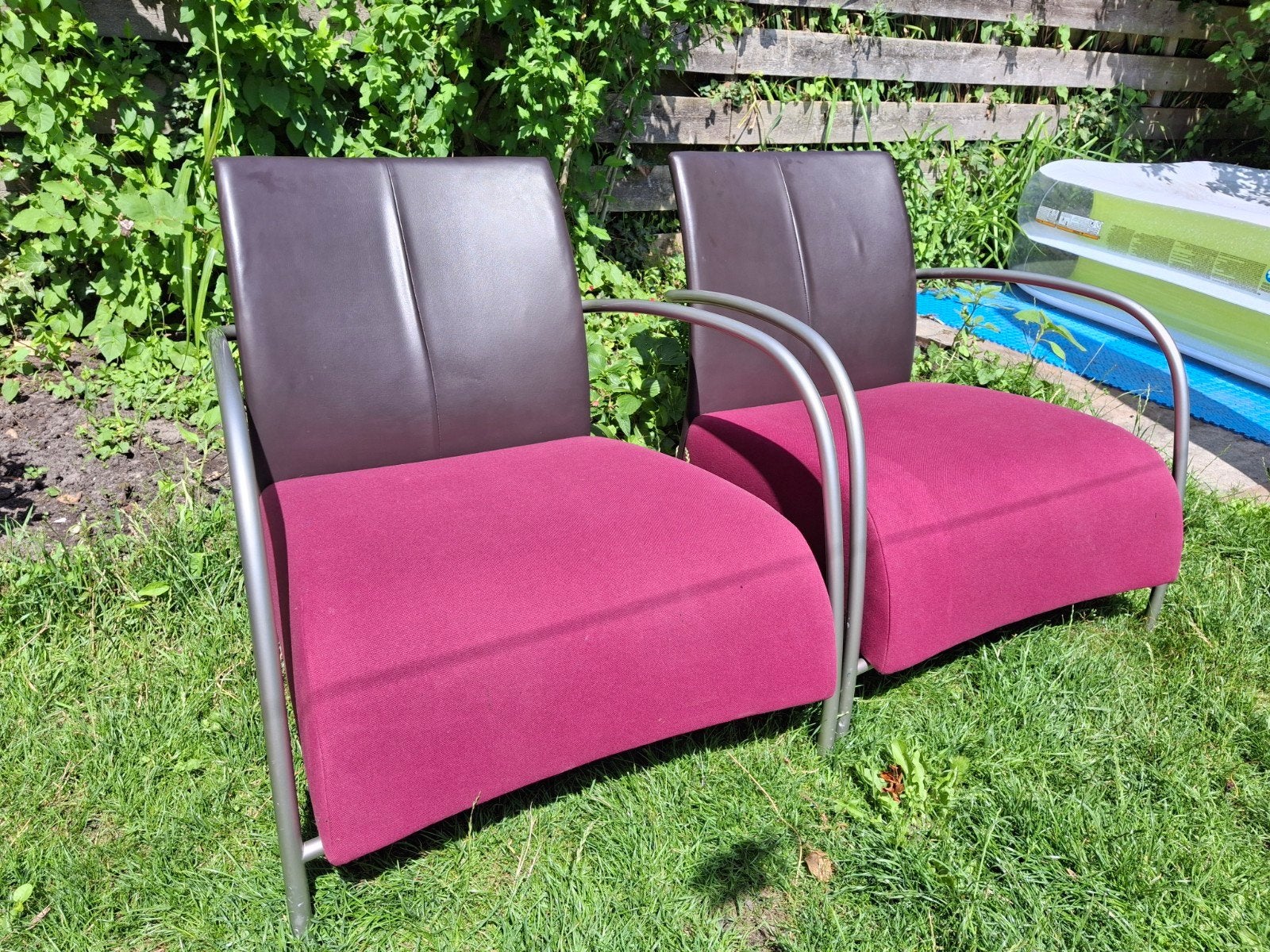Set van 2 Design fauteuils Montis Lomas Paars ", Ophalen, Gebruikt, Leer, Modern