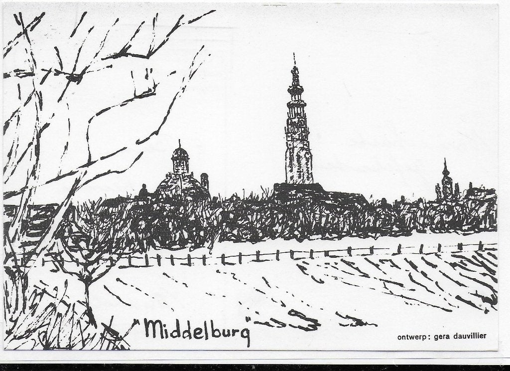Middelburg Ansichtkaart ( B4070 ) gelopen, Ophalen of Verzenden, 1940 tot 1960, Gelopen, Zeeland