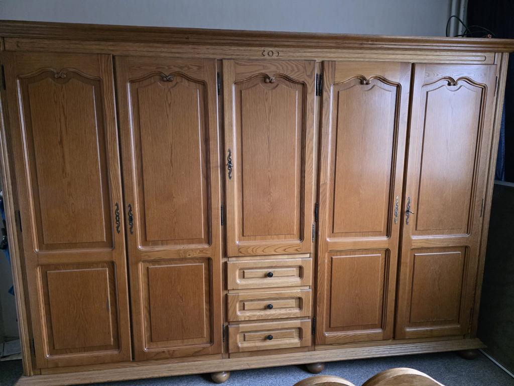 Complete eikenhouten slaapkamer, Ophalen, Gebruikt, Tweepersoons
