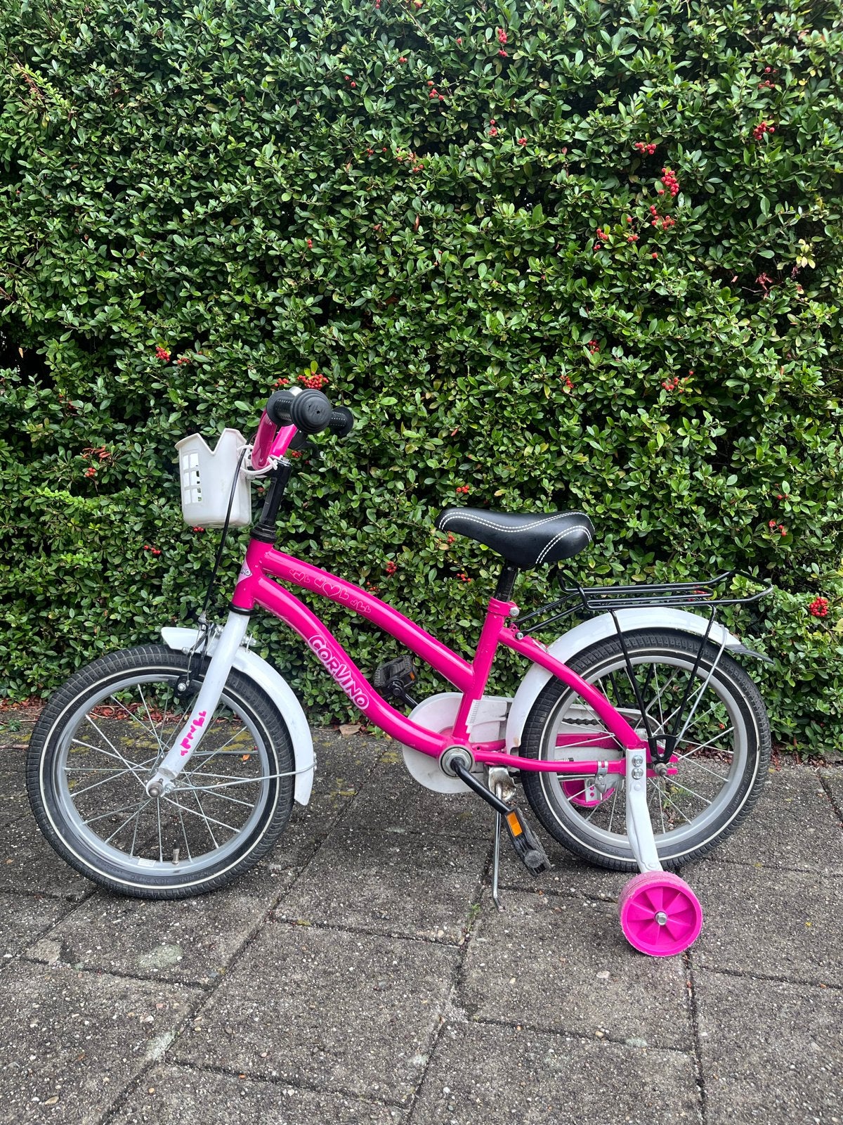 Kinderfiets 16 inch met zijwieltjes, Ophalen, Gebruikt, 16 tot 20 inch, Zijwieltjes