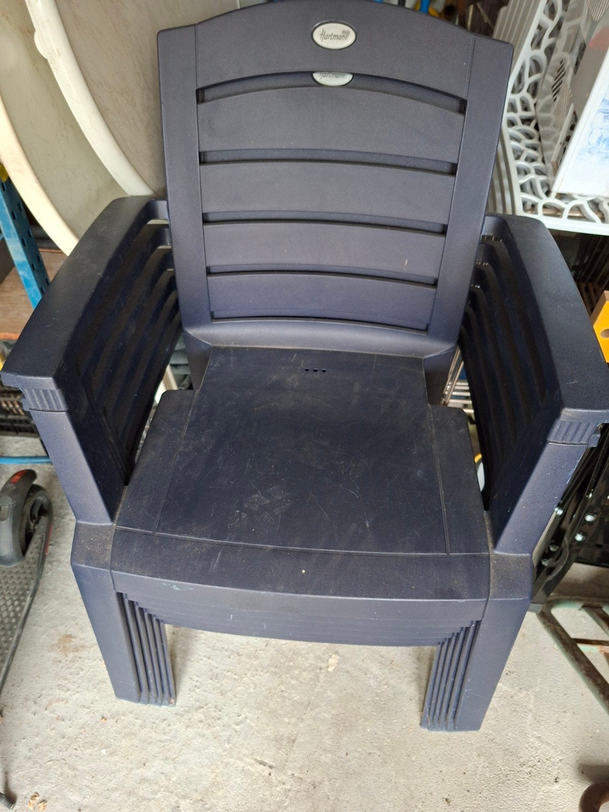 Hartman tuinstoelen blauw stapelbaar, Ophalen of Verzenden, Gebruikt, Kunststof, Stapelbaar