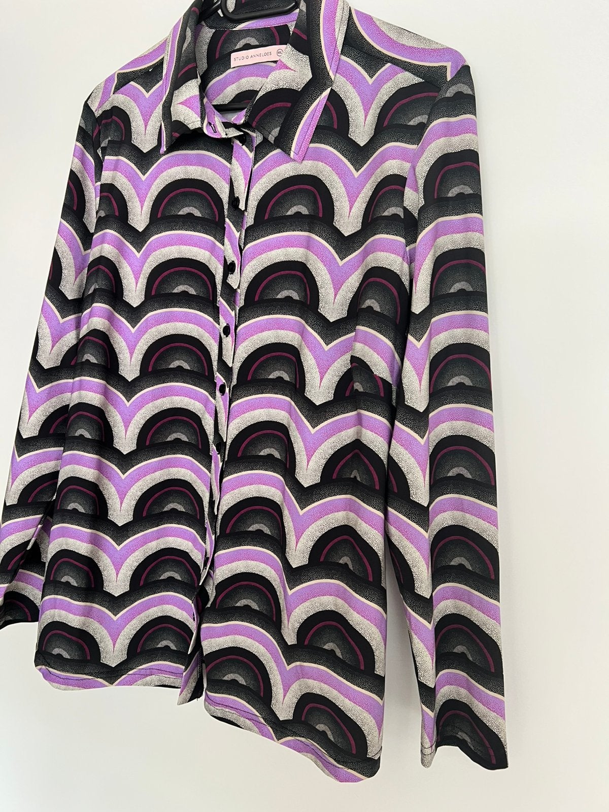 Studio anneloes poppy retro blouse xxl zwart/paars, Kleding | Dames, Zwart, Maat 46/48 (XL) of groter, Ophalen of Verzenden, Zo goed als nieuw
