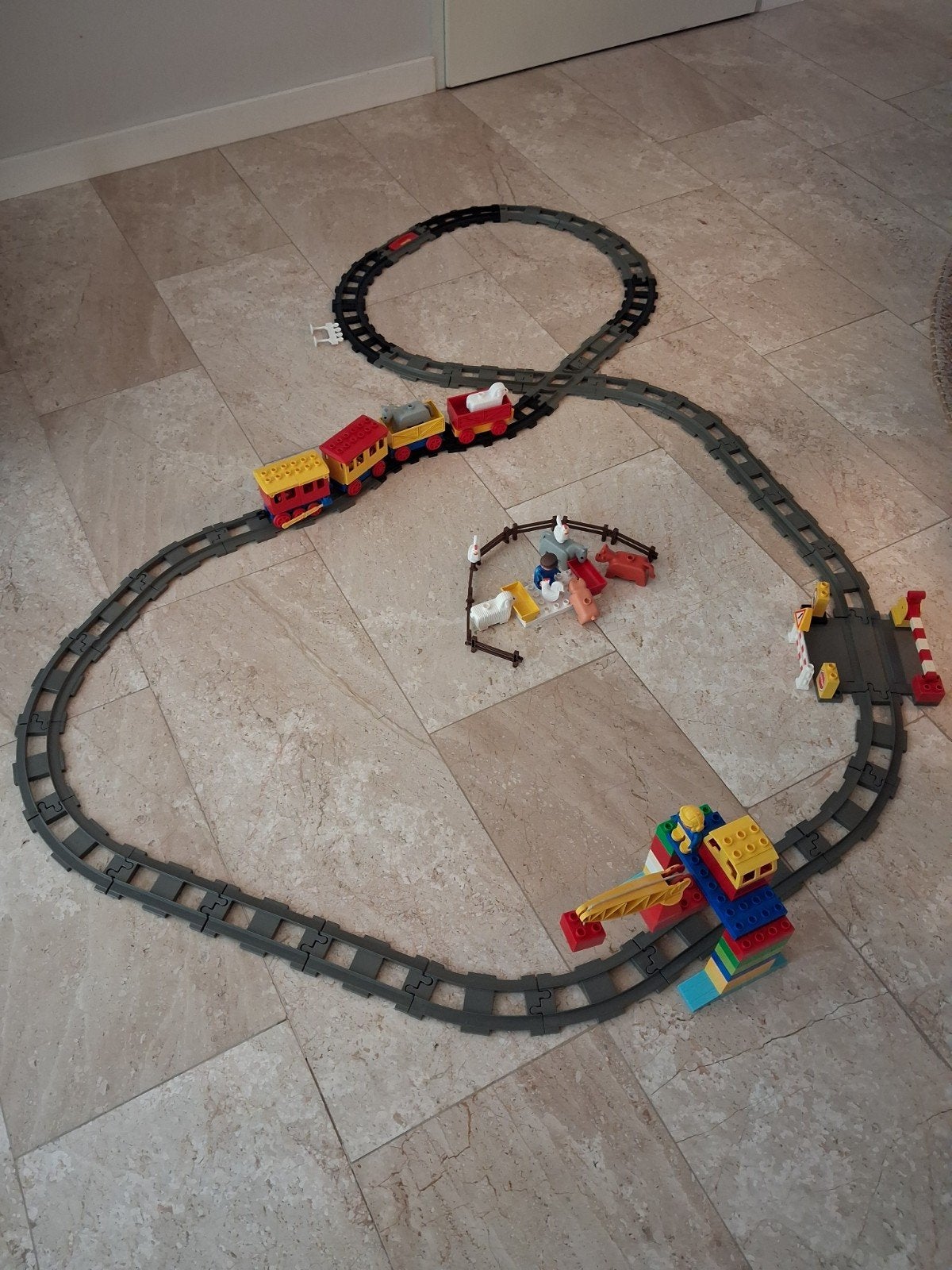 Lego Duplo Treinset met Dieren en Kraan, Inclusief minifiguren, Gebruikt, Overige thema's, Ophalen of Verzenden