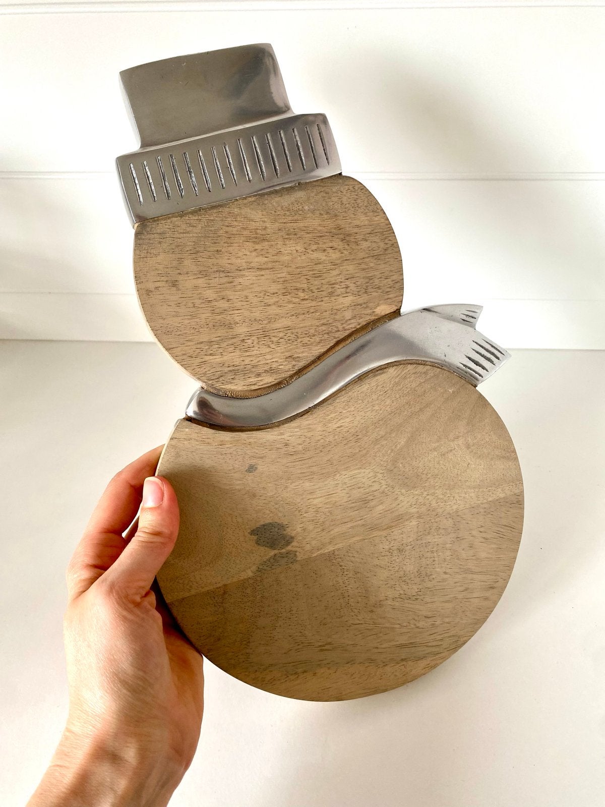 Riviera Maison Sneeuwpop Serveerplank Hout/Metaal, Ophalen of Verzenden, Zo goed als nieuw, Bruin, Hout