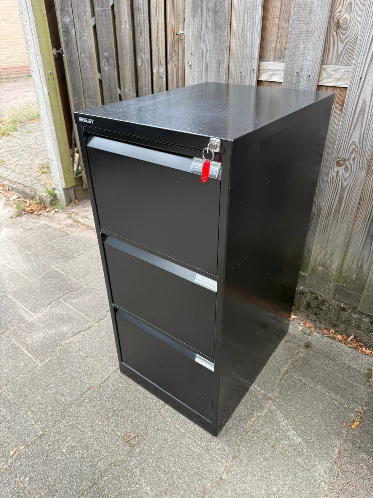 Bisley dossierkast / ladekast zwart 3-lads met sleutel, Ophalen, Minder dan 50 cm, Nxnx, Zo goed als nieuw