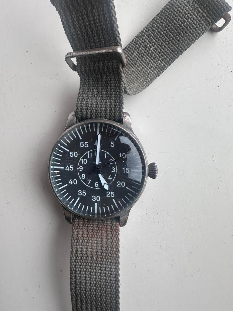 Vintage militair luchtmacht horloge, Gebruikt, Staal, Polshorloge, Overige materialen