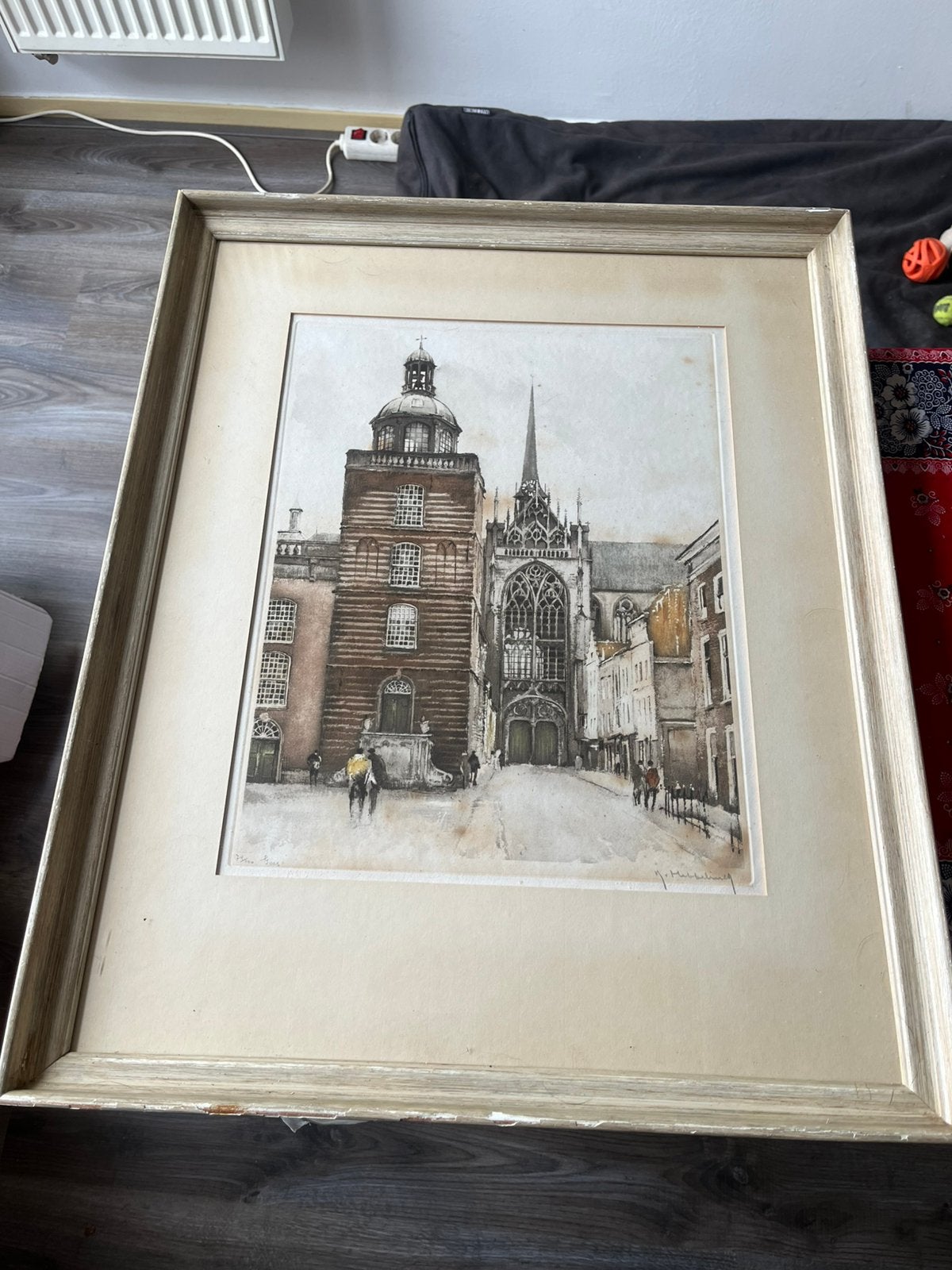 Schilderij Stadsgezicht, Antiek en Kunst, Ophalen of Verzenden, Klassiek, Overige technieken, Overige ondergronden