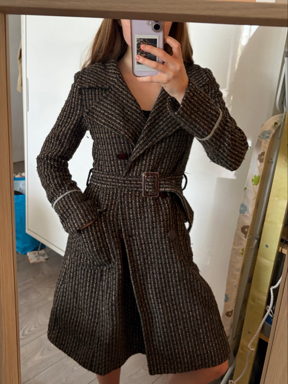 Salsa wollen jas met riem - maat M, Kleding | Dames, Jassen | Winter, Gedragen, Maat 38/40 (M), Bruin, Ophalen of Verzenden